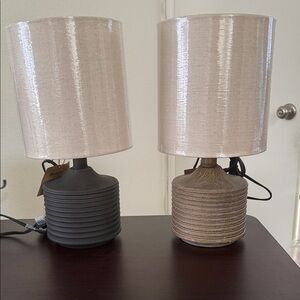 Beige and Gray Textured Table Lamps
